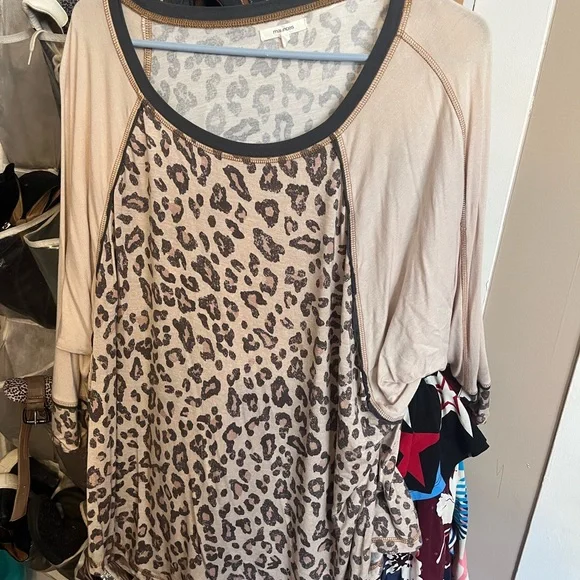 Maurices Beige and Black Leopard Print Blouse - Picture 1 of 1